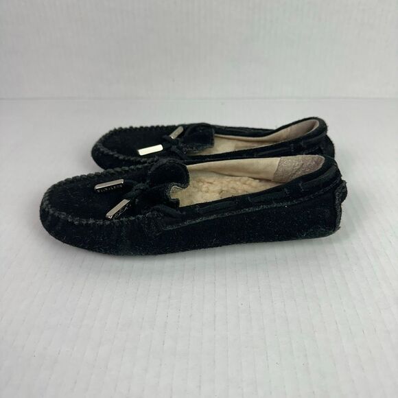 Ugg Black Moccasin Slipper Suede Kids size 12 - Picture 2 of 7